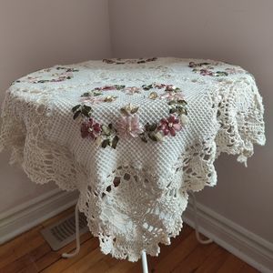 Hand-Crocheted Round Table Cloth